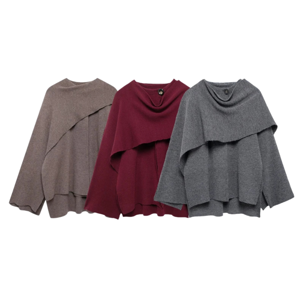 Cardigan da donna con maniche lunghe e mantella