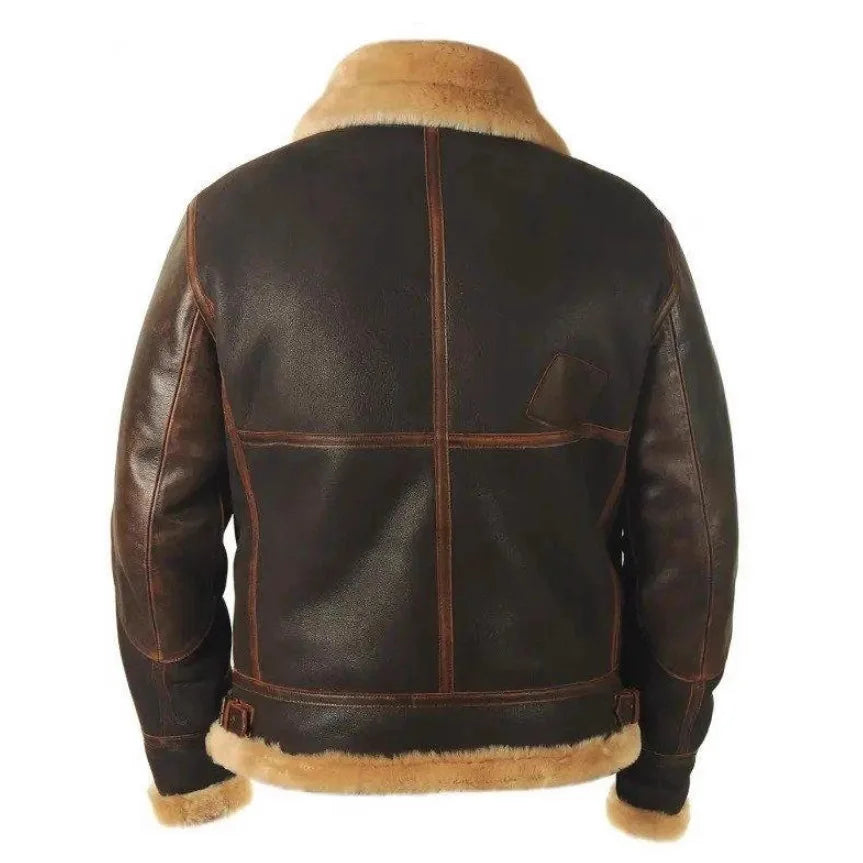 Men's Retro Faux Leather Fleece Lined Warm Winter Outwear Jacket Coat