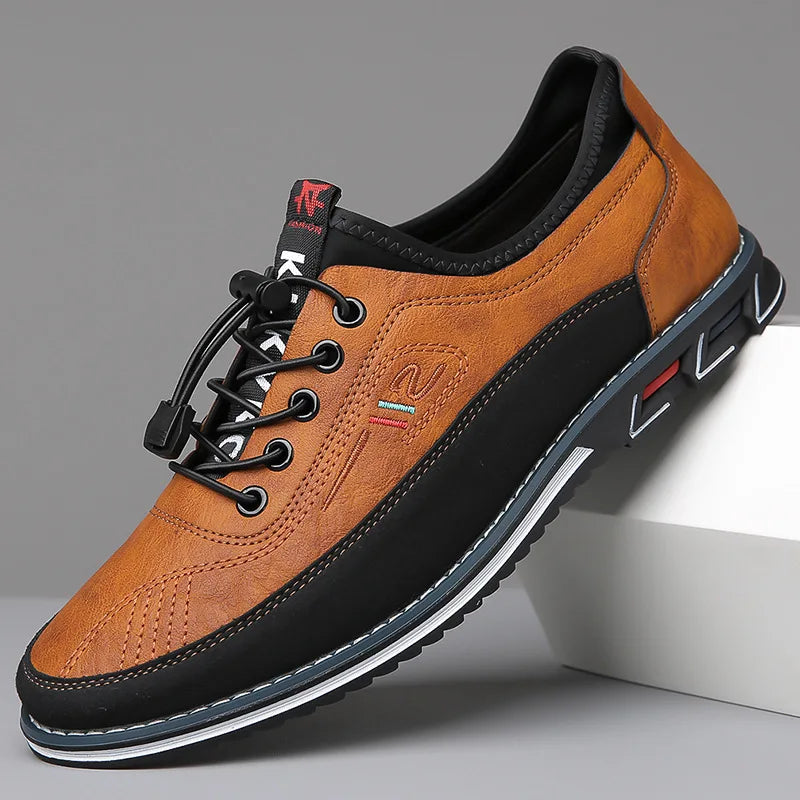 Men's Premium Leather Oxford Derby Shoes: Comfort Business Casual Walking Sneakers
