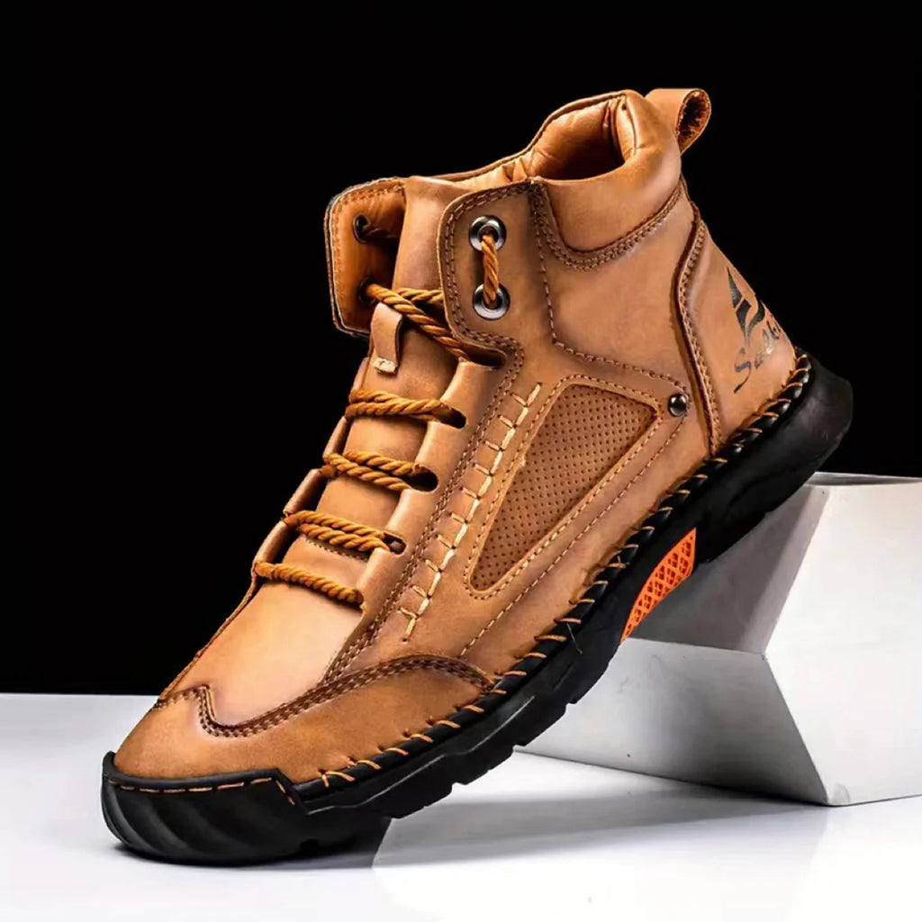 Men's Vintage Handmade Lace-Up High-Top Outdoor Hiking Trekking Boots