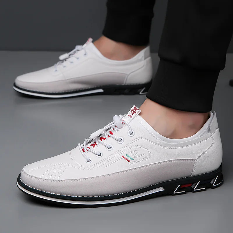 Men's Premium Leather Oxford Derby Shoes: Comfort Business Casual Walking Sneakers