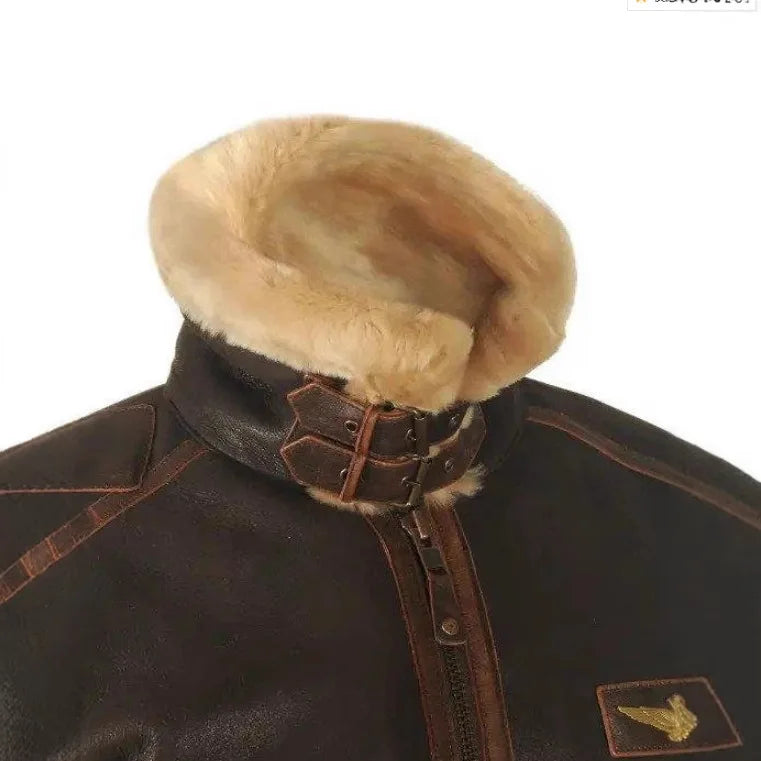 Men's Retro Faux Leather Fleece Lined Warm Winter Outwear Jacket Coat