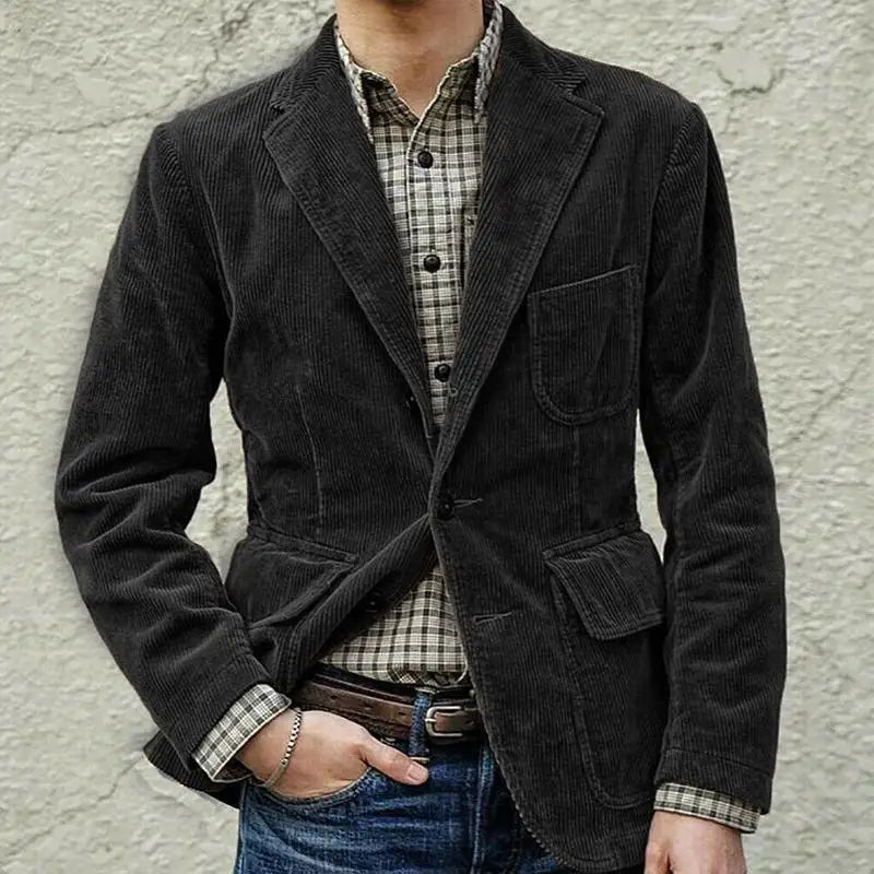 Stylish Men's Corduroy Single Breasted Jacket - Loose Fit Spring Autumn Comfort