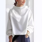 Chic Autumn Korean High-Neck Long Sleeve Blouse: Y2K Women's Casual Top