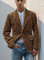 Stylish Men's Corduroy Single Breasted Jacket - Loose Fit Spring Autumn Comfort