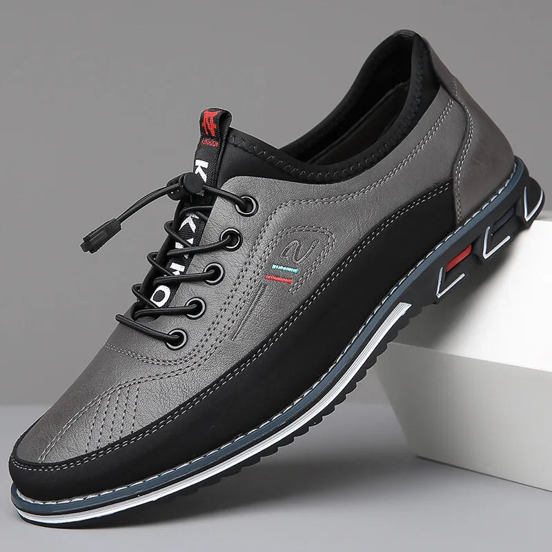 Men's Premium Leather Oxford Derby Shoes: Comfort Business Casual Walking Sneakers