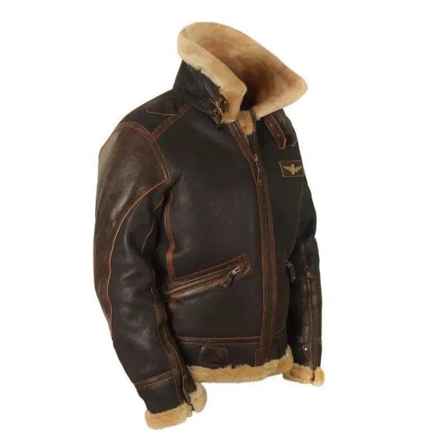 Men's Retro Faux Leather Fleece Lined Warm Winter Outwear Jacket Coat