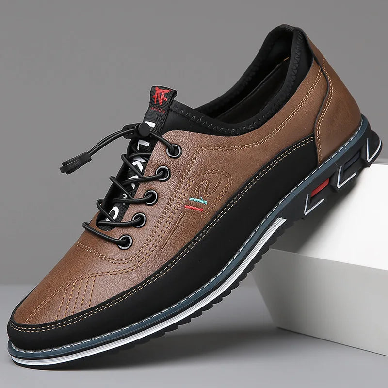 Men's Premium Leather Oxford Derby Shoes: Comfort Business Casual Walking Sneakers