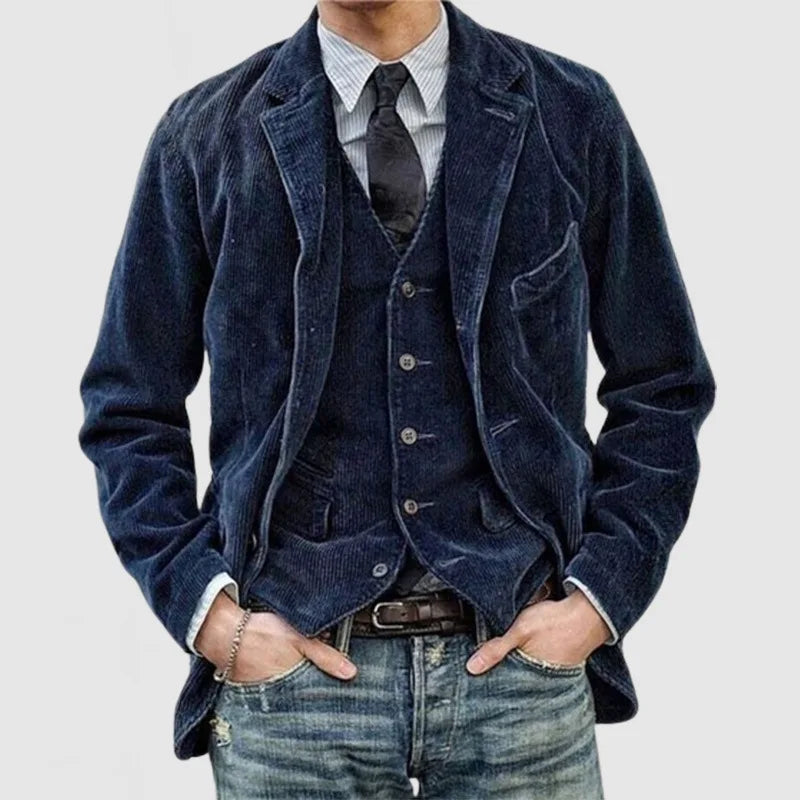 Stylish Men's Corduroy Single Breasted Jacket - Loose Fit Spring Autumn Comfort