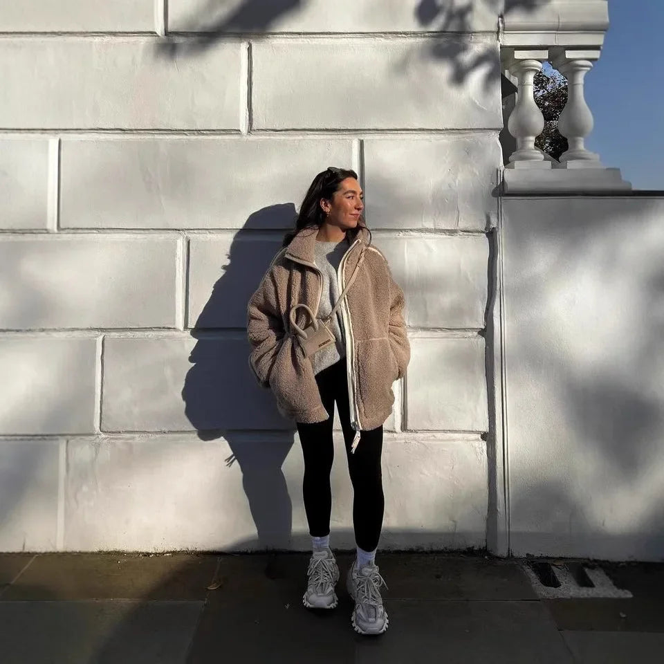 Women's Chic Loose Fit Anti-Cashmere Zipper Cardigan Coat - Warm Autumn Winter Outerwear