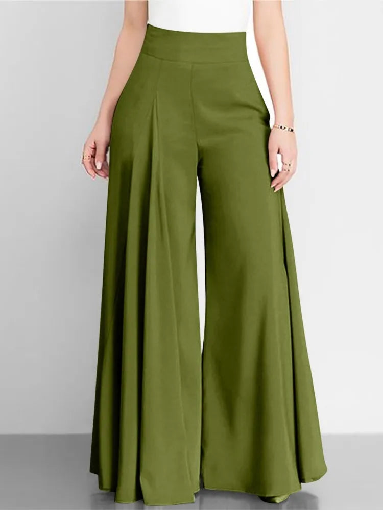Women's High Waist Wide Leg Flare Pants: Elegant Spring Autumn Trousers