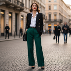 Elegant Women's Double-Breasted Blazer Jacket with Chic Metal Lion Buttons