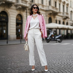 Elegant Women's Double-Breasted Blazer Jacket with Chic Metal Lion Buttons