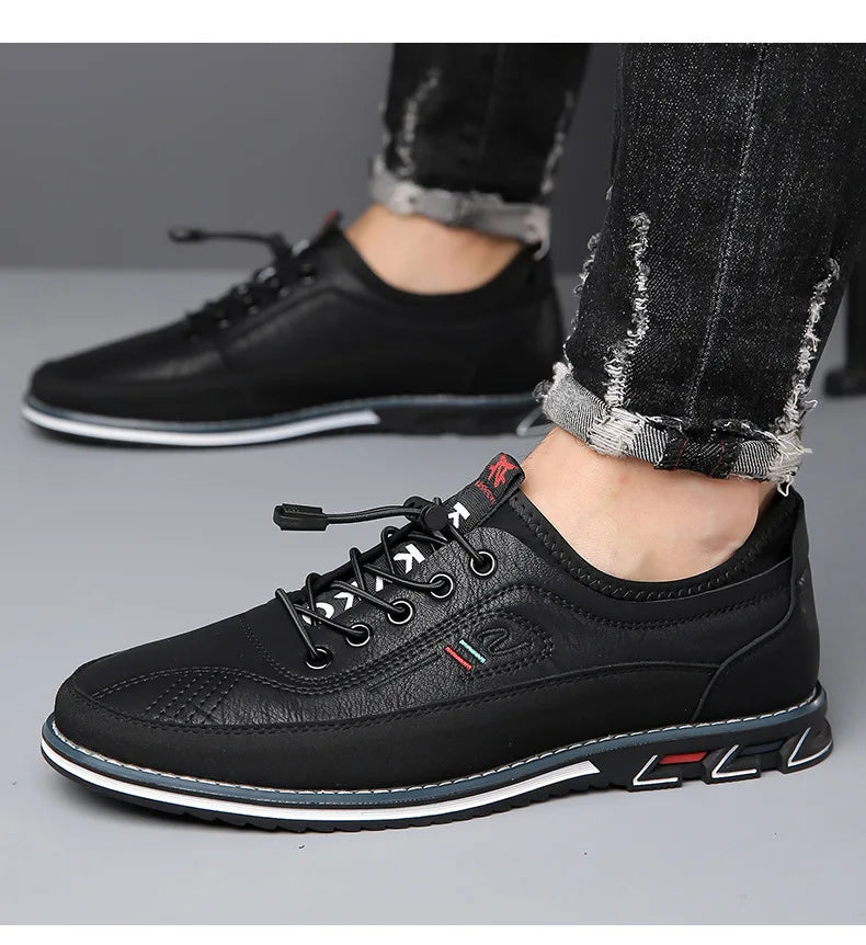 Men's Premium Leather Oxford Derby Shoes: Comfort Business Casual Walking Sneakers