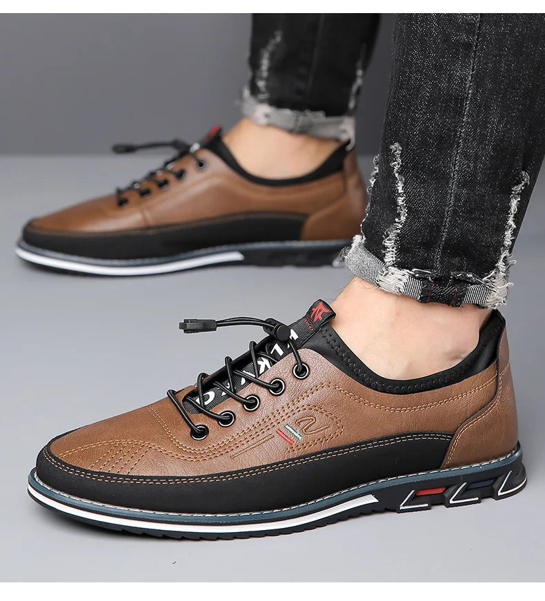 Men's Premium Leather Oxford Derby Shoes: Comfort Business Casual Walking Sneakers
