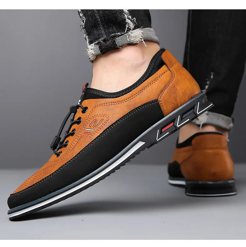 Men's Premium Leather Oxford Derby Shoes: Comfort Business Casual Walking Sneakers