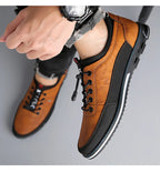 Men's Premium Leather Oxford Derby Shoes: Comfort Business Casual Walking Sneakers