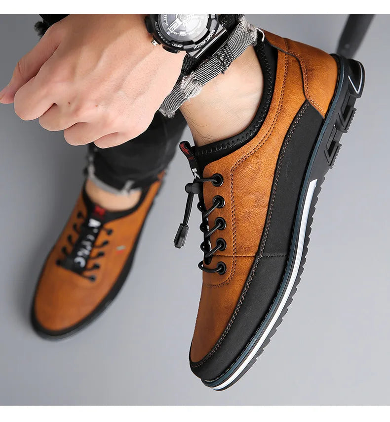 Men's Premium Leather Oxford Derby Shoes: Comfort Business Casual Walking Sneakers