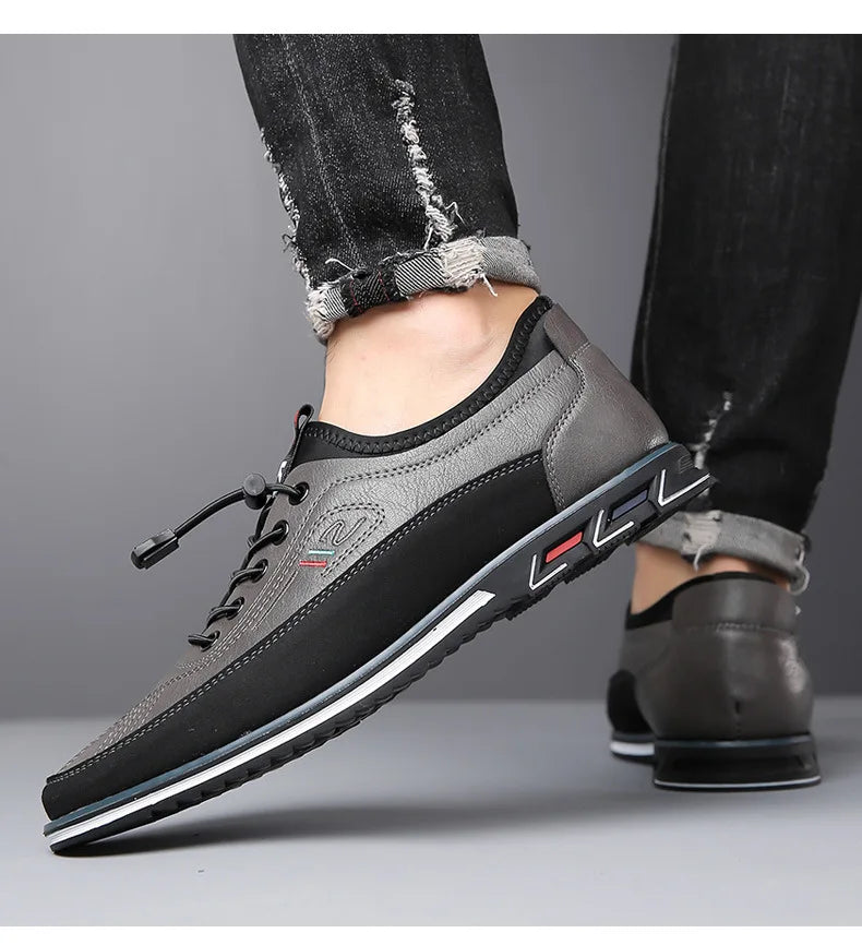 Men's Premium Leather Oxford Derby Shoes: Comfort Business Casual Walking Sneakers