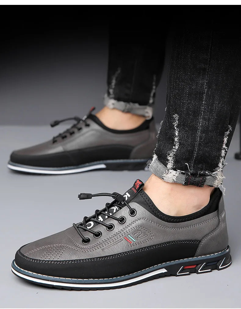 Men's Premium Leather Oxford Derby Shoes: Comfort Business Casual Walking Sneakers